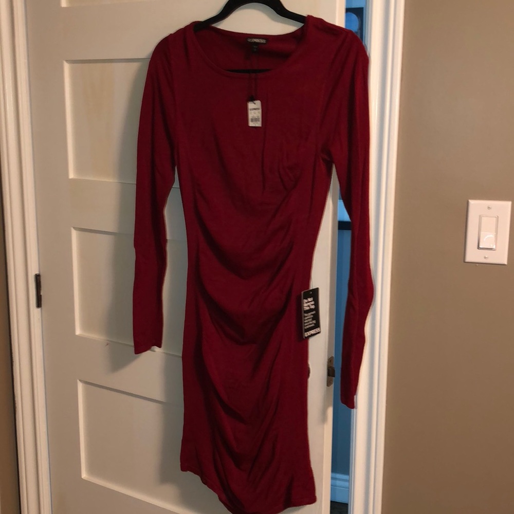 Red, long sleeve dress